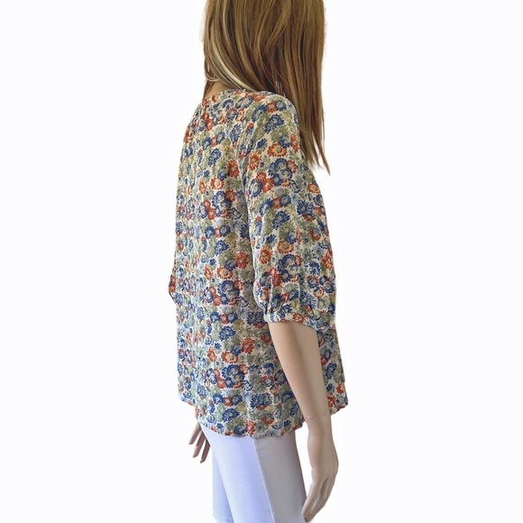Nordstrom Treasure & Bond Blouse Top Viscose Floral Loose fitting Plunge Neck - Picture 4 of 9